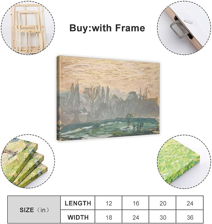 CFIOZYOS 40+ Monet Famous Print Posters Winter Landscape with Evening Sky by Claude Monet Impressionism Poster for Teen Boys Room Wall Art Canvas Painting Print Frame 16×24inch(40×60cm)