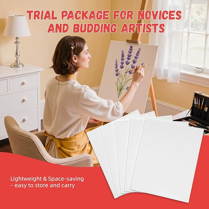 Simetufy 16 x 20 inch 5 Pack Canvas Panels Large Painting Canvas Boards - Gesso Primed Acid-Free 100% Cotton for Acrylics Oil Watercolor Tempera Paint