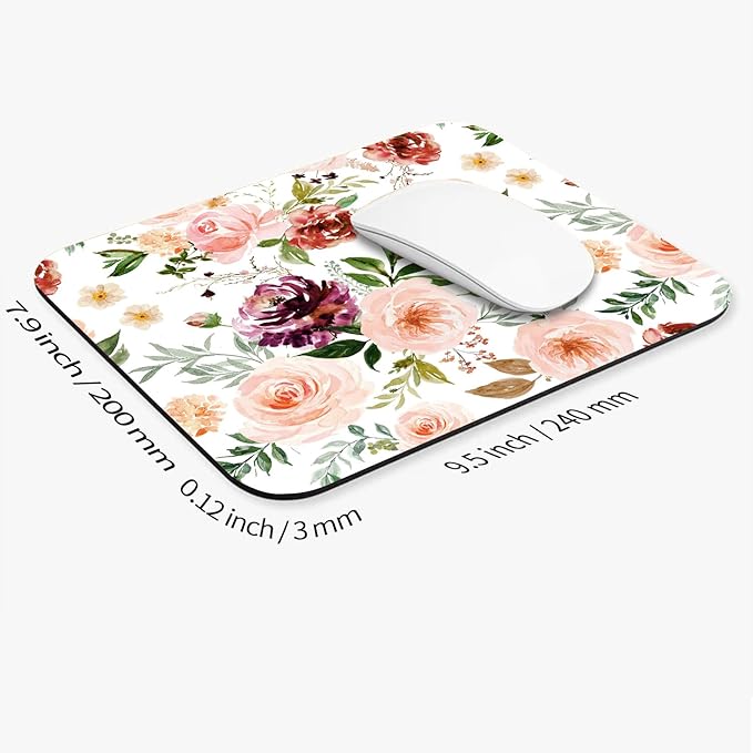 Square Mouse Pad Pretty Floral,Personalized Premium-Textured Custom Mouse Mat Design,Washable Mousepad Cloth,Non-Slip Rubber Base Computer Mouse Pads for Wireless Mouse