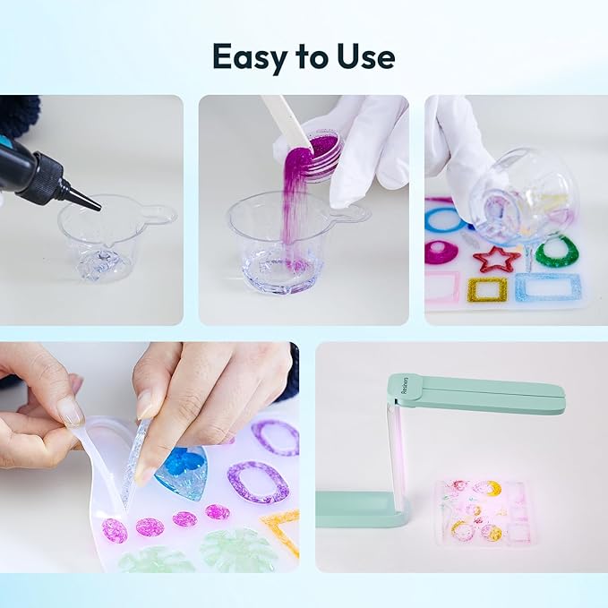 Resiners Resin Kit, Jewelry Making Kit, 190Pcs Highly Clear Resin with UV Light, Resin Accessories for Jewelry Making Keychains, Earring, Necklace DIY Crafts