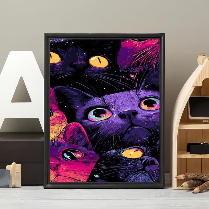 Mosaflare Paint by Numbers for Adults Beginner, Colorful Cat Face Adult Paint by Number Kits on Canvas, DIY Acrylic Oil Easy Painting by Numbers for Home Wall Decor 16X20 inch (Without Frame)