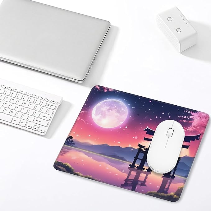 Mouse Pad, Anime Torii Gate and Cherry Blossoms Mouse Pads for Desk,Soft Computer Mouse Mat Square Waterproof Non-Slip Rubber Base Gaming MousePads for Women Men,Laptop,Office