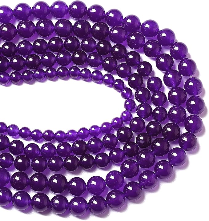 90pcs 4mm Natural Amethyst Jade Stone Round Loose Spacer Beads for DIY Jewelry Making Necklaces Bracelets Healing Energy Beads (4mm, Amethyst Jade)