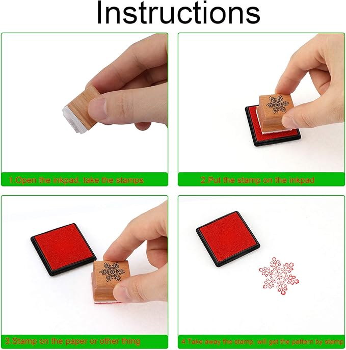 HOWAF Wooden Christmas Stamps for Kids Crafting Card Making, Stamps Pack for DIY Painting Christmas Party Bag Fillers Favor Supplies Xmas, with Ink Pad