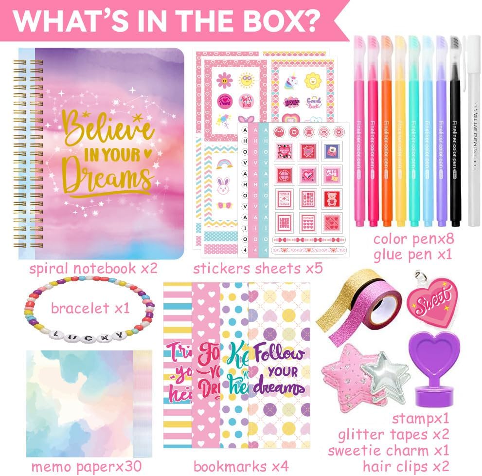 Journal Kit with Notebook Washi Tape Stickers,DIY Scrapbook Supplies Set (Muticolor C) - Image 5