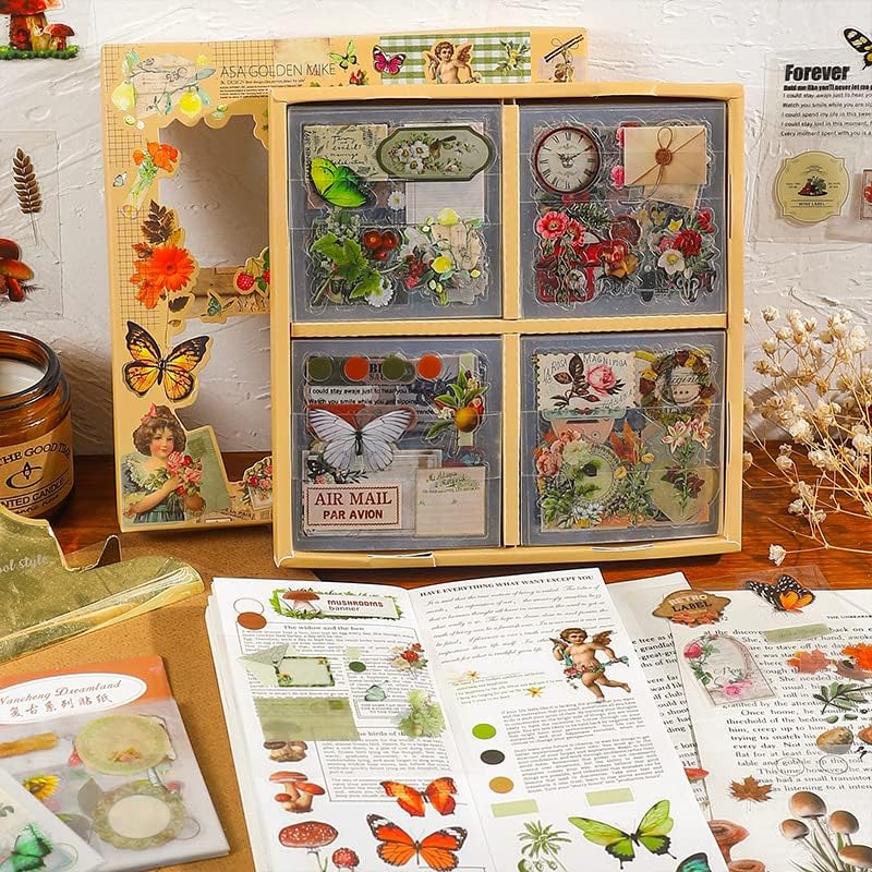 510PCS Scrapbook Kits for Adults, Vintage Aesthetic Journaling Stickers Ephemera for Junk Journal Supplies, 100 Sheets Diecut PET Scarpbook Stickers for Scrap Booking Supples, Bujo, DIY Crats Ars - Image 5