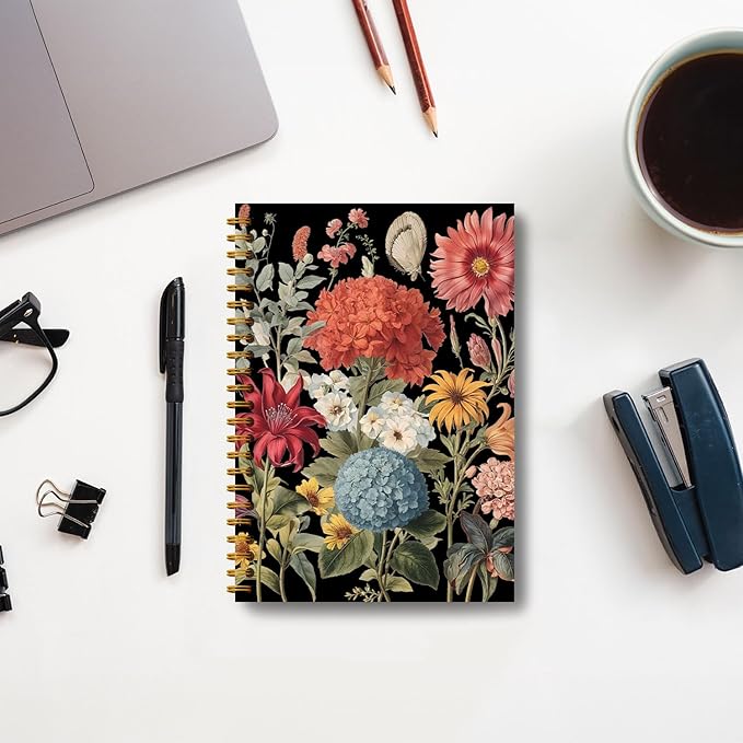 Vintage Floral Botanical Notebook, Watercolor Wildflower Floral Journals for Women, Plant Journal, Aesthetic Notebooks, Spiral Notebook Journal 5.5x8.3 Inch