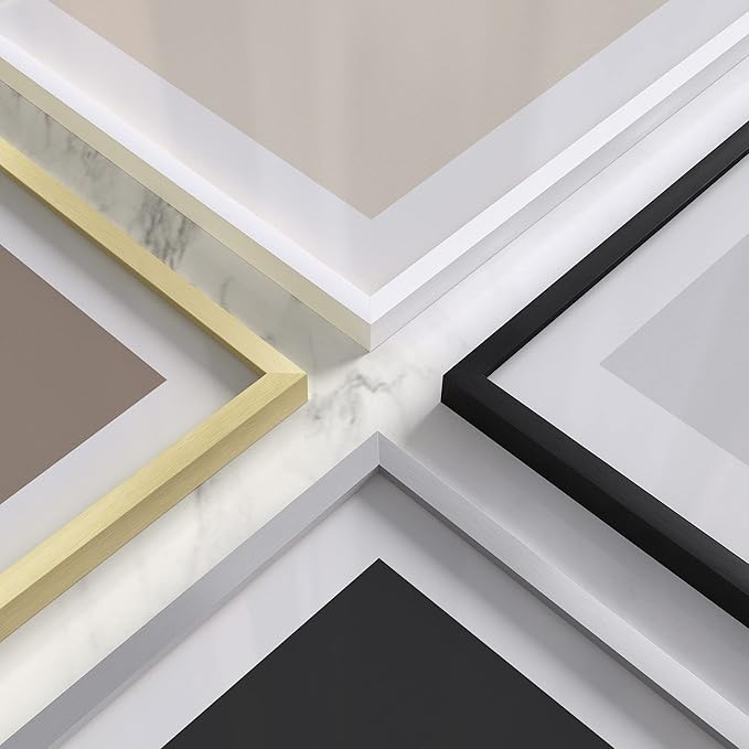 HAUS AND HUES 24x36 Gold Picture Frames - Modern Aluminum Poster Display - Large Lightweight Frames for Artwork and Prints - Ready-to-Hang Vertically & Horizontally (Set of 4)