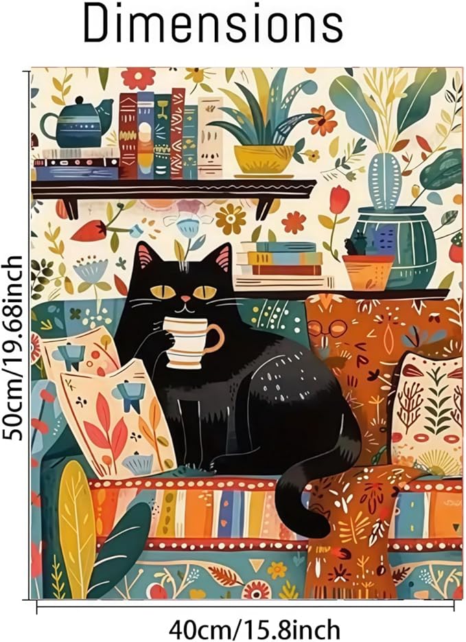CSZPPQAF Black Cat Paint by Numbers Kit for Adults Beginner, Animals Paint by Number Kits on Canvas, DIY Easy Acrylic Watercolor Oil Painting by Numbers for Home Wall Decor 16X20inch