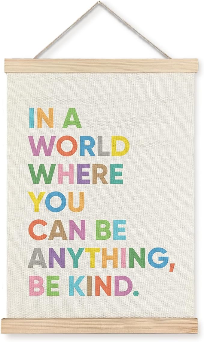 LUVADIAN Be Kind Poster, in a World You Can Be Anything Be Kind Poster Hanger Frame, Inspirational Motivational Wall Decor for Classroom Kids Room Nursery, Colorful Classroom Decor, 12x16 Inches