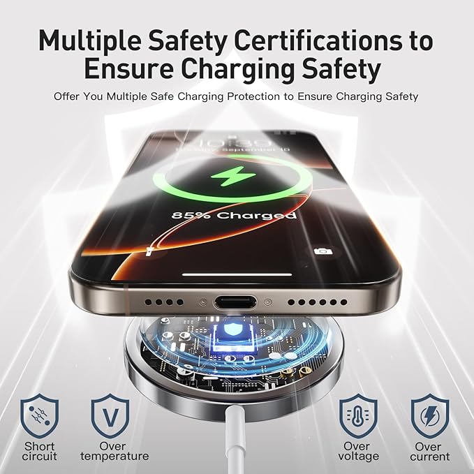RYND 2026 Latest Magnetic Wireless Charger for iPhone: Mag Safe Charger Fast Charging Pad Compatible with iPhone 17 16 15 14 13 12 Pro Max Plus & Airpods 2 3 4Pro(3 Pack)