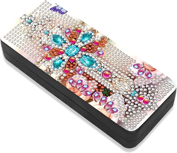 Leatrice 5d Diamond Art Kits for Adults Small Diamond Painting Kit Eyeglasses Case Gem Eyeglasses Case Art Paint by Diamonds Dots DIY for Beginner Women