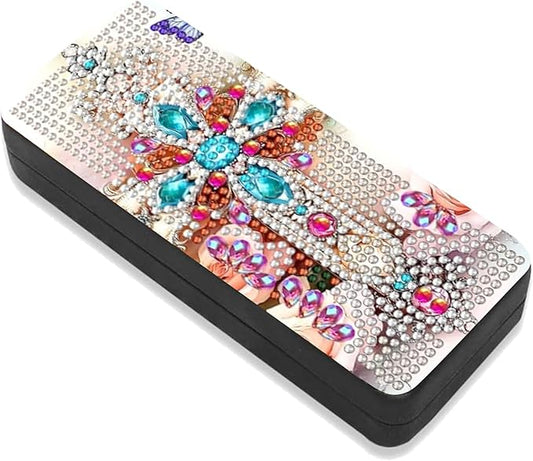 Leatrice 5d Diamond Art Kits for Adults Small Diamond Painting Kit Eyeglasses Case Gem Eyeglasses Case Art Paint by Diamonds Dots DIY for Beginner Women