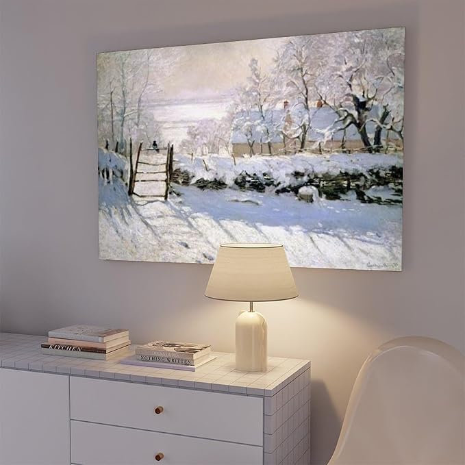 CFIOZYOS Claude Monet - The Magpie Canvas Art Poster And Wall Art Picture Print Modern Family Bedroom Decor Posters Frame 16x24inch(40x60cm)