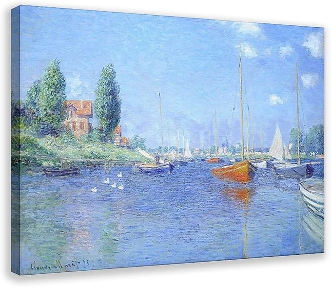 CFIOZYOS 40+ Monet Famous Print Posters Red Boats, Argenteuil by Claude Monet Impressionism Canvas Wall Art Print Poster For Home School Office Decor Frame 24×36inch(60×90cm)