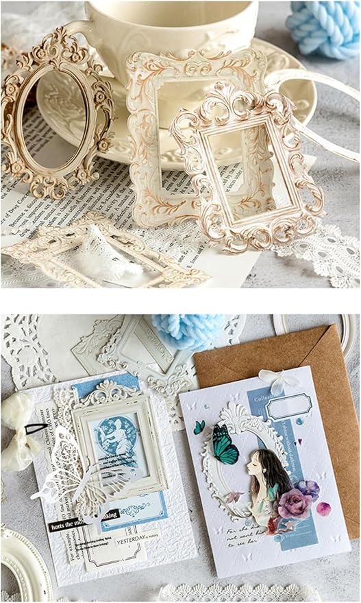 MAFELOE Scrapbook Supplies for Decorative Paper Aesthetic, Art Collage Album and Card Making, Junk Journal Kit Handmade Scrapbook Paper Craft, 4 Packs, 10 Pieces Each - Retro Relief Frame