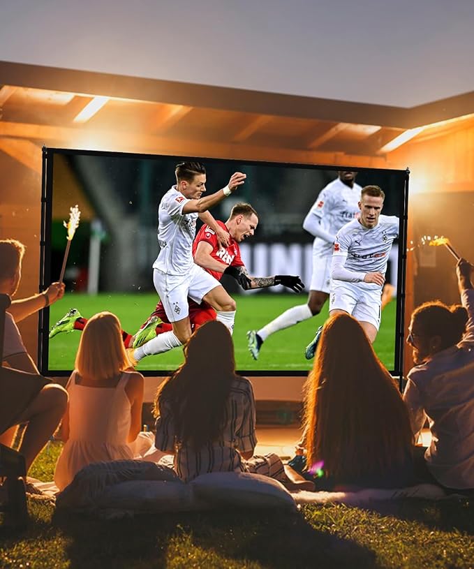 Projector Screen with Stand - 100 Inch Outdoor Projector Screen Portable Projector Screens 16:9 4K HD Outdoor Movie Screen with Carry Bag Can Enioy Home Theater Projection Screen
