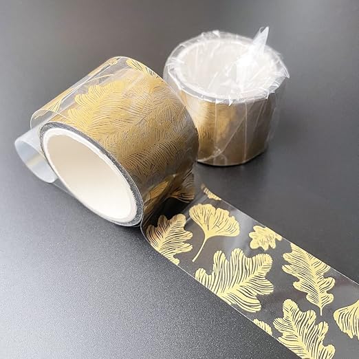 Ovatt PET Transparent Washi Tape Set - Nature Theme Gold Foil Decorative Tape for Crafts, Journals