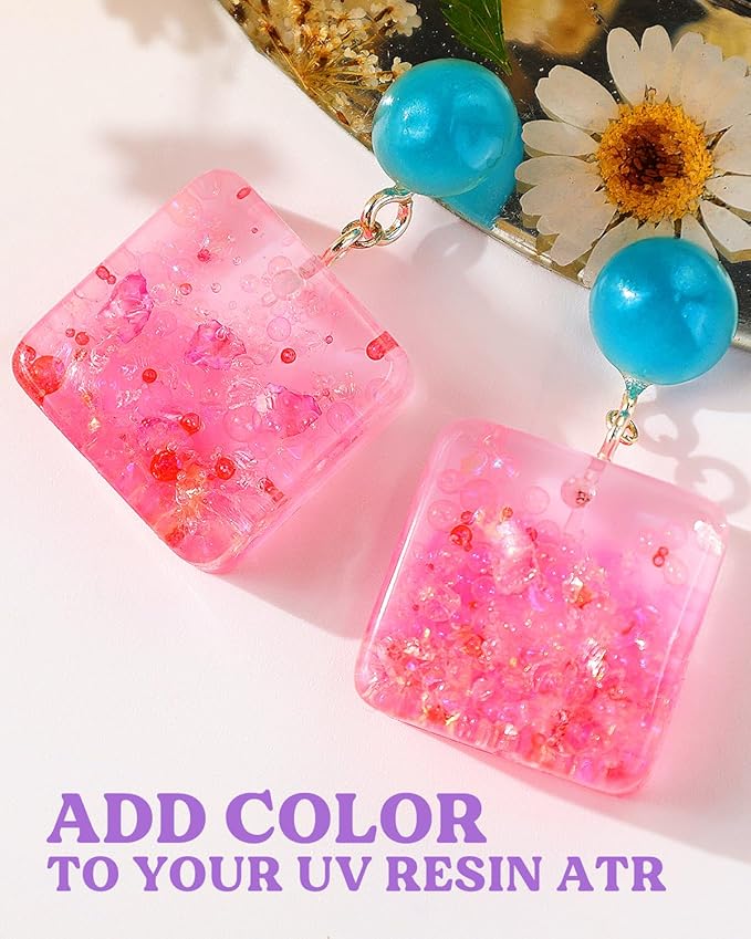 LET'S RESIN UV Resin,18 Dark Colored UV Resin, Odorless & Low Shrinkage UV Color Resin with Vibrant Colors, Black and White UV Resin Kit for Crafts, Jewelry Making, Colored Resin Casting and Coating