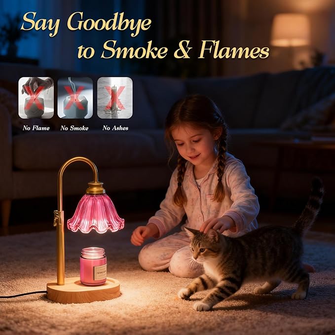 Candle Warmer Lamp with Timer & Dimmable 4-Level Brightness - Adjustable Height,for New Home Bedroom, Gifts for Women (Purple)