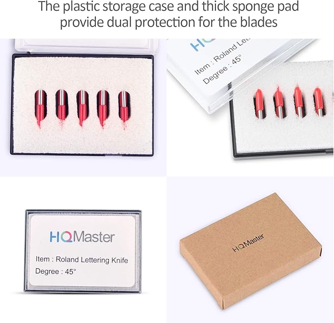 HQMaster 45 Degree Tungsten Steel Lettering Blade Vinyl Cutter Blades for Roland Cutting Plotter Red Cap Pack of 10