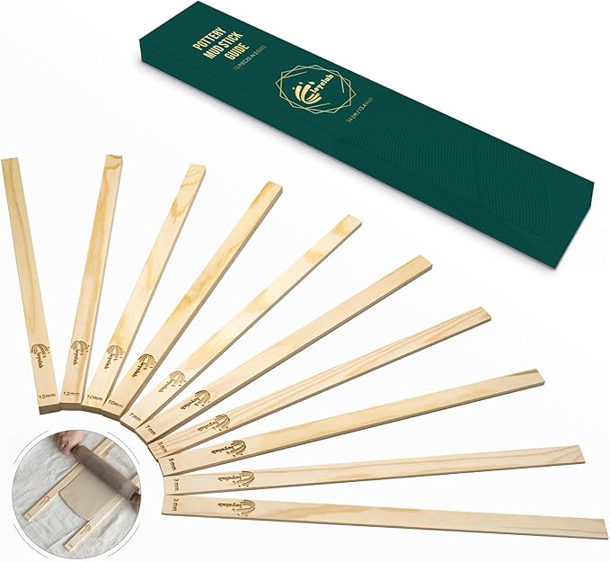 10 Pcs Pottery Rolling pin Guides, Clay Tools, 5-Size Mud Stick Guide for Precise Clay Thickness, Premium Pottery Tools for Hobbyists & Ceramic Artists