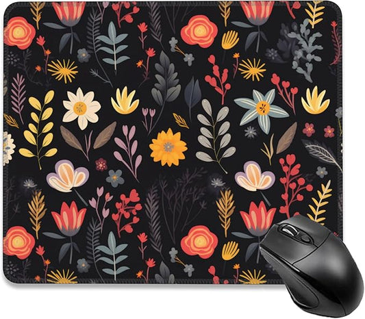 Mouse Pad, Boho Colorful Floral Mouse Pads for Desk,Soft Computer Mouse Mat Square Waterproof Non-Slip Rubber Base Gaming MousePads for Women Men,Laptop,Office