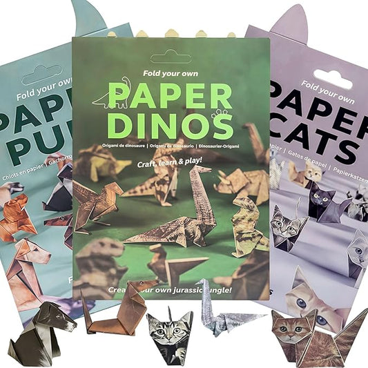 DIY Paper Cats Origami Kit for Making Cute Origami Cat, Crafts for Adults & Kids Activities Paper Cats for Desk Decoration, Gift for Cat Lovers & Valentine’s Day (3Pcs Origami)