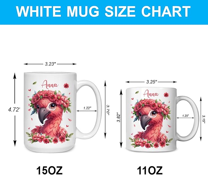 Hyturtle Personalized Cute Flamingo Coffee Mug - Gift For Flamingo Lover - Just A Girl Who Loves Flamingos - Flamingo Gift For Women - Animal Lover Gift - Custom Coffee Cup Ceramic Mug 11oz - 15oz