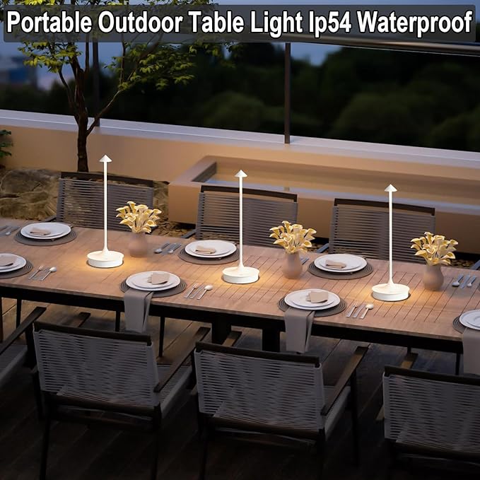 Cordless Table Lamp Rechargeable LED Table Lamps Battery Operated 4000mAh Touch Dimmable Wireless Lamp Waterproof Portable Outdoor Table Light for Restaurants and Dining Home Indoor/Outdoor Use
