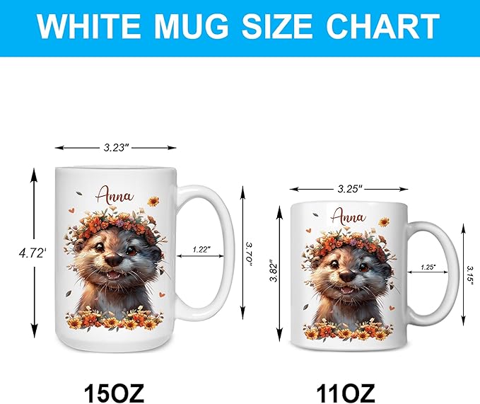 Hyturtle Personalized Cute Otter Coffee Mug - Gift For Otter Lover - Just A Girl Who Loves Otters - Otter Gift For Women - Animal Lover Gift - Birthday - Custom Coffee Cup Ceramic Mug 11oz - 15oz