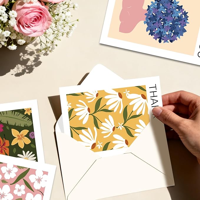 48Pcs Thank You Cards with Envelopes and Stickers for Weddings, Bridal Shower, Baby Shower, Small Business