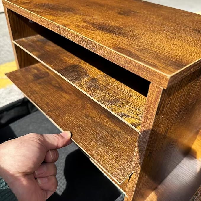 File Organizer with Drawer, Office Desk Organizer Wood, with 4 Adjustable Shelves, Mail Sorter with Drawer, Office Desk Paper Holder, Brown
