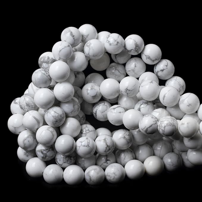 10mm 35PCS Natural White Howlite Gemstone Round Loose Stone Beads for Jewelry Making DIY Crafts Design 1 Strand 15"