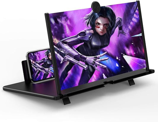 16" Screen Magnifier for Cell Phone,Fanlory 3D HD Magnifying Projector Screen Enlarger for Movies, Videos and Gaming, Foldable Phone Stand with Screen Amplifier,Compatible with All Smartphones