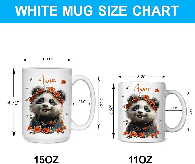 Hyturtle Personalized Cute Panda Coffee Mug - Just A Girl Who Loves Pandas - Animal Lover Gift for Women - Birthday - Custom Ceramic Cup 11oz - 15oz