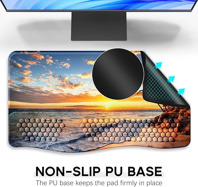 JIKIOU Keyboard Stand with Wrist Rest, Computer Keyboard Stand Pad with Non-Slip Base, Comfy Ergonomic Keyboard Riser Holder for Gaming Office Home 17.13x9.5 in (05Sunset)