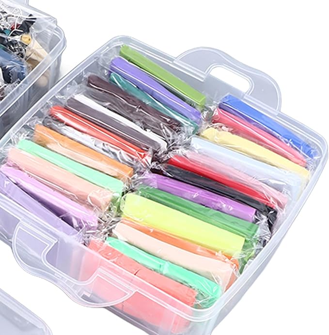 50 Colours Modelling Clay Set, Polymer Clay Starter Kit with 5 Sculpting Tools, Soft Light Safe Easy to Mouldable Air Dry Clay for Children Over 3 Years Old, Creative DIY Art Craft