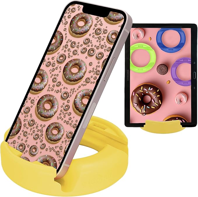 GoDonut – Phone Stand Original – Cell Phone Holder + Tablet Stand Desk Organizer – Compatible with Tablet, iPhone 17 16 15 14 Pro Max, Android & Most Smartphones - Yellow