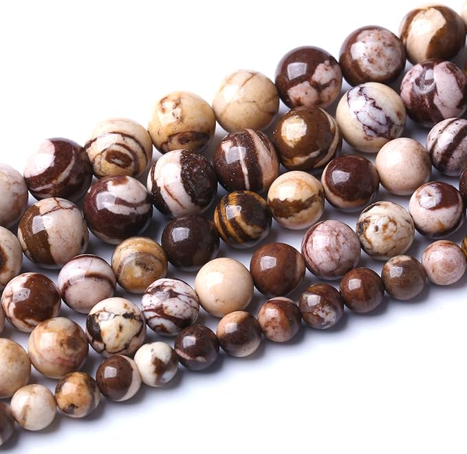 6mm 60pcs Natural Stone Beads Australia Zebra Gemstone Round Loose Beads for Jewelry Making DIY Bracelet Crystal Energy Healing Power Stone(6mm, Australian Zebra Jasper)