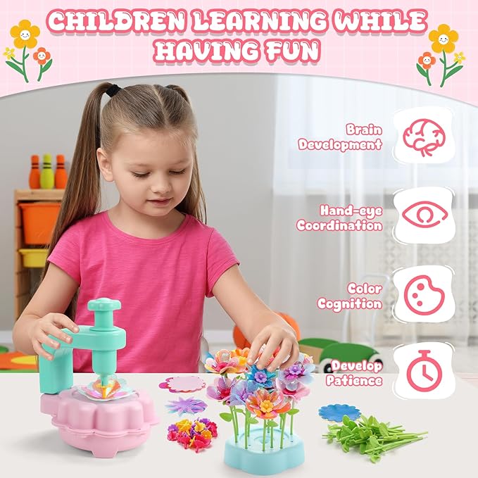 LansinLife DIY Flower Making Arts and Crafts Toys, Arts & Crafts Birthday Gift for Kids Ages 4-9, Handmade Creative Flower Market Kit for 4-6-8+Year Old Girl (Accessories Kit)