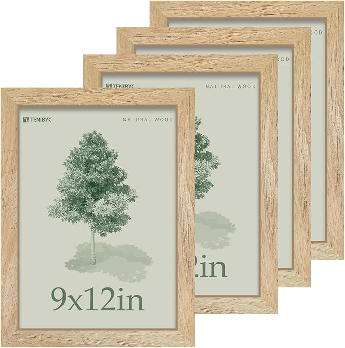 Picture Frame 4 Pack - Solid Wood Poster Photo Frame - Woodgrain Series - Room, Office, Gallery, Studio Display - Wall Hanging
