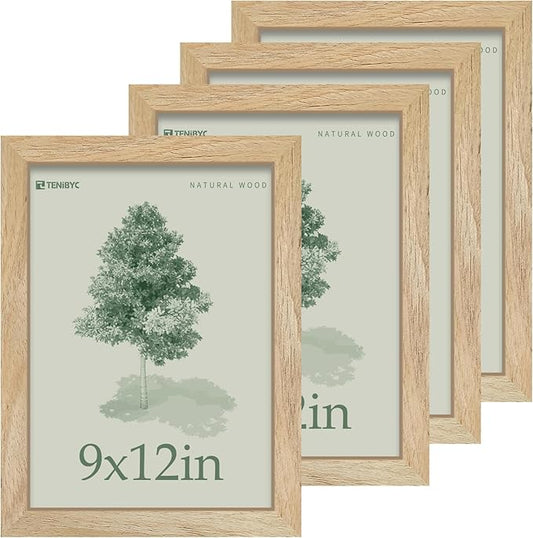 Picture Frame 4 Pack - Solid Wood Poster Photo Frame - Woodgrain Series - Room, Office, Gallery, Studio Display - Wall Hanging