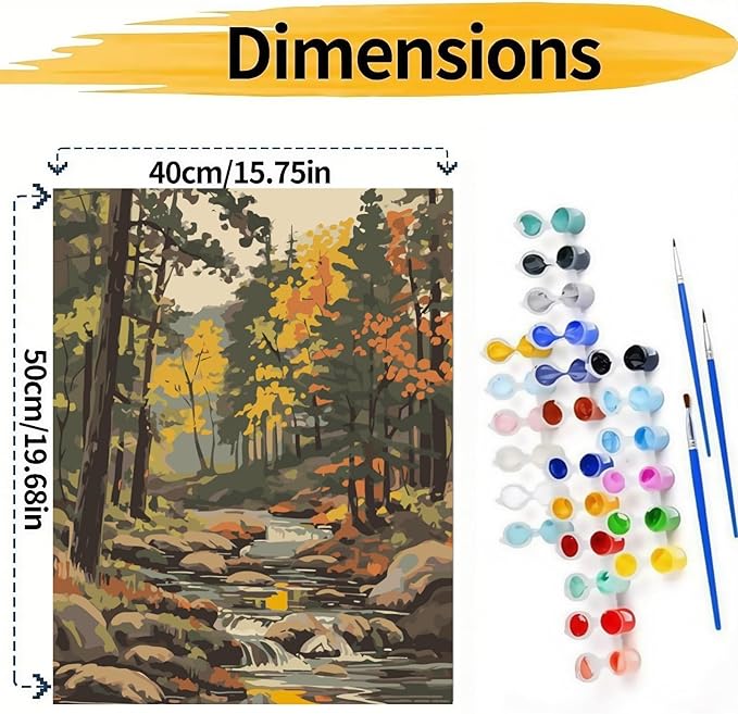 BYGFHLYW Paint by Numbers Kit for Adults Beginner, Mountain Stream Adult Paint by Number Kits On Canvas, Landscape Oil Painting Kit Color by Numbers for Home Wall Decor 16x20Inch