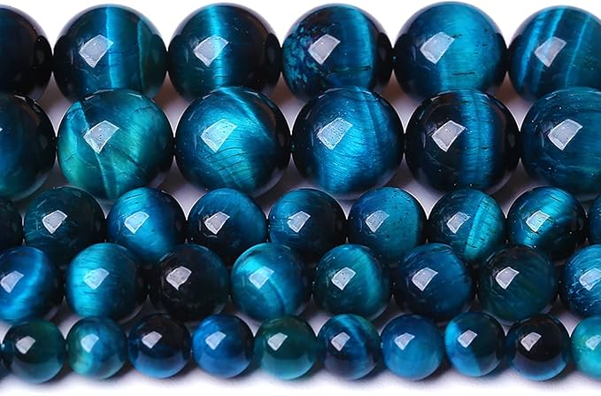160PCS 4MM Blue Tiger Eye Beads Natural Stone Gemstone Spacer Loose Beads for Jewelry Making DIY Bracelet Semi Precious Beads Strand 2 Strands