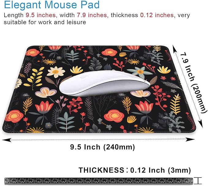 Mouse Pad, Boho Colorful Floral Mouse Pads for Desk,Soft Computer Mouse Mat Square Waterproof Non-Slip Rubber Base Gaming MousePads for Women Men,Laptop,Office