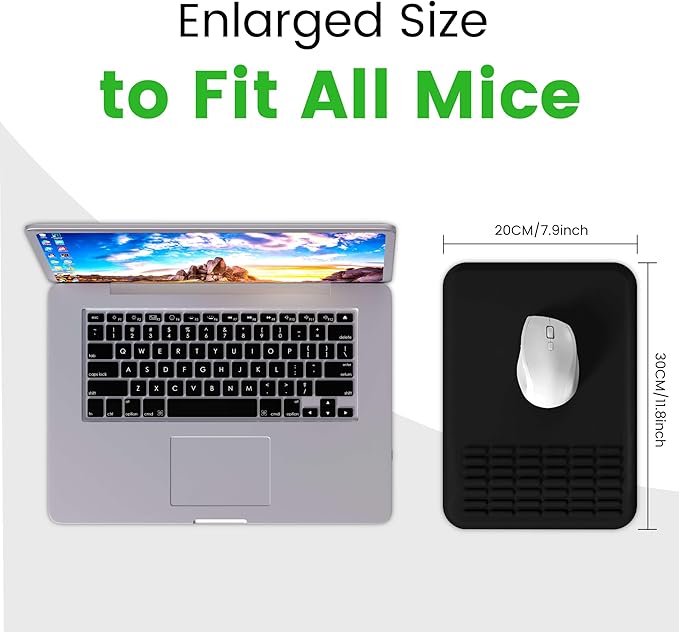 MEKASS Mouse Pad with Wrist Rest, Ergonomic Slope Mousepad for Carpal Tunnel Pain Relief, Memory Foam Desk Computer Wrist Support Mouse Pad with for Office Home (Green Marble)