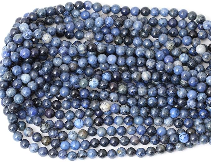 60PCS 6mm Natural Dumortierite Gemstone Round Loose Stone Beads for Jewelry Making Crafts Design 1 Strand 15"