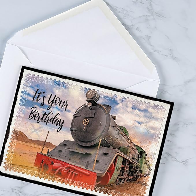 Current Vintage Transport Birthday Greeting Cards - Set of 20 (2 each of 10 Designs), 5 x 7 Inches, Sentiments Inside, Envelopes Included, Assortment Set
