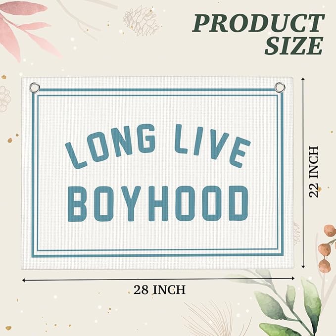 Light Blue Long Live Boyhood Boys Room Playroom Wall Decor Vintage Sports Decor for Nursery Playroom Kids Bedroom Dorm Toddler Decorations 22x28 Inch